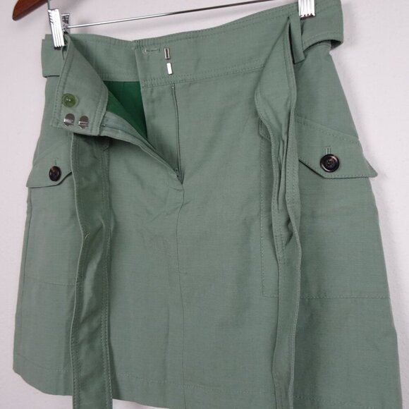 Ann Taylor Tie Waist Skirt Women's Petite Size 4P Green Pockets Zipper Fly - Picture 4 of 7